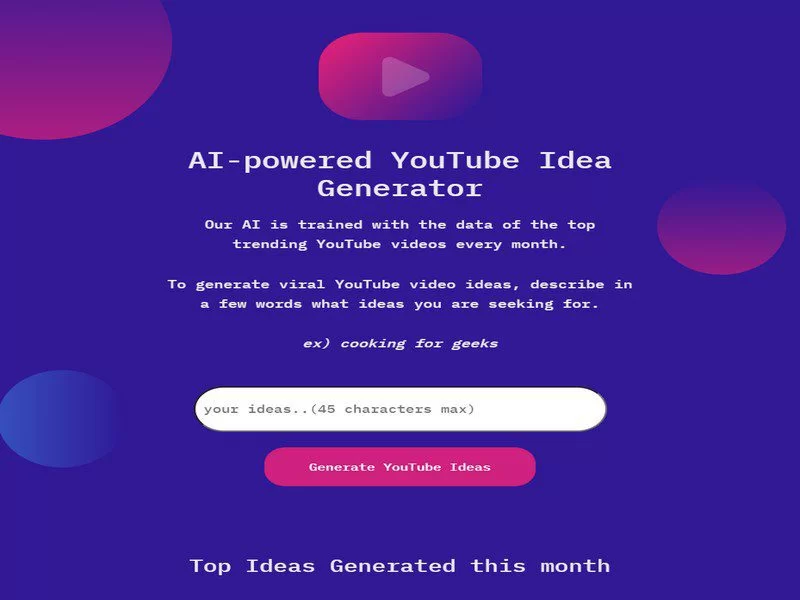 AI-powered YouTube Idea Generator