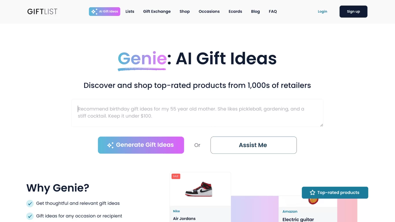 GiftList Genie: AI-Powered Gift Ideas Generator