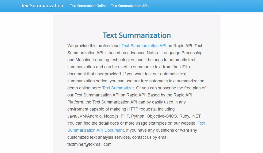 Text Summarization Tool