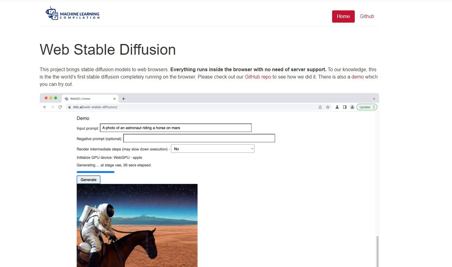 Web Stable Diffusion